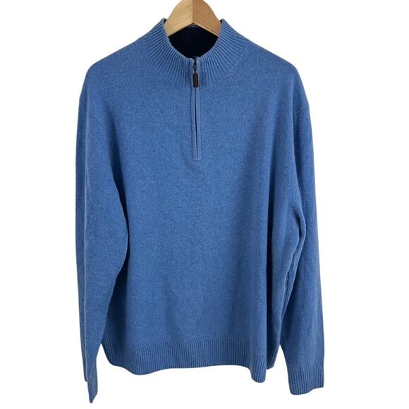 Allen Solly Cashmere Blue Quarter Zip Sweater Men Size XL - Picture 1 of 8